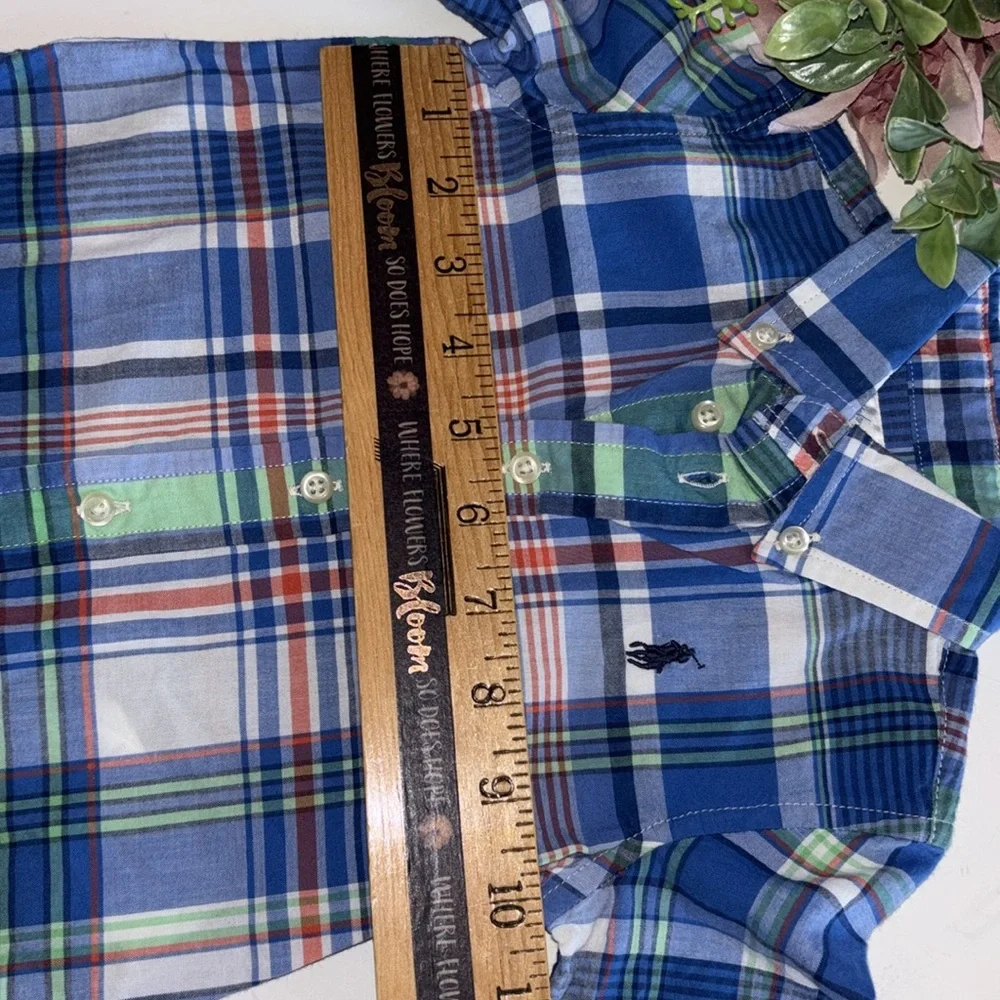 Ralph Lauren Baby Boy Blue Plaid 9M Button Down Shirt Ralph Lauren 9M Boys
